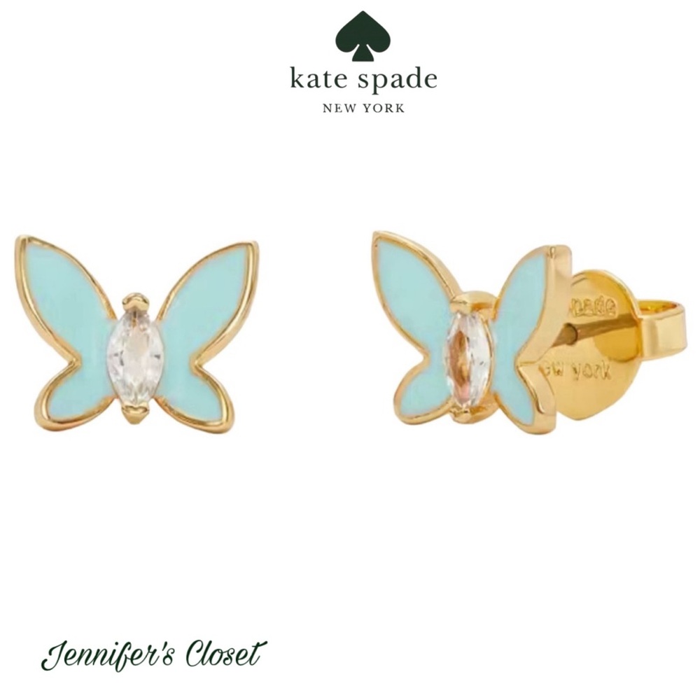 Kate Spade Gold-Tone Cubic Zirconia & ColoredButterfly Mini Stud Earrings / NWT
